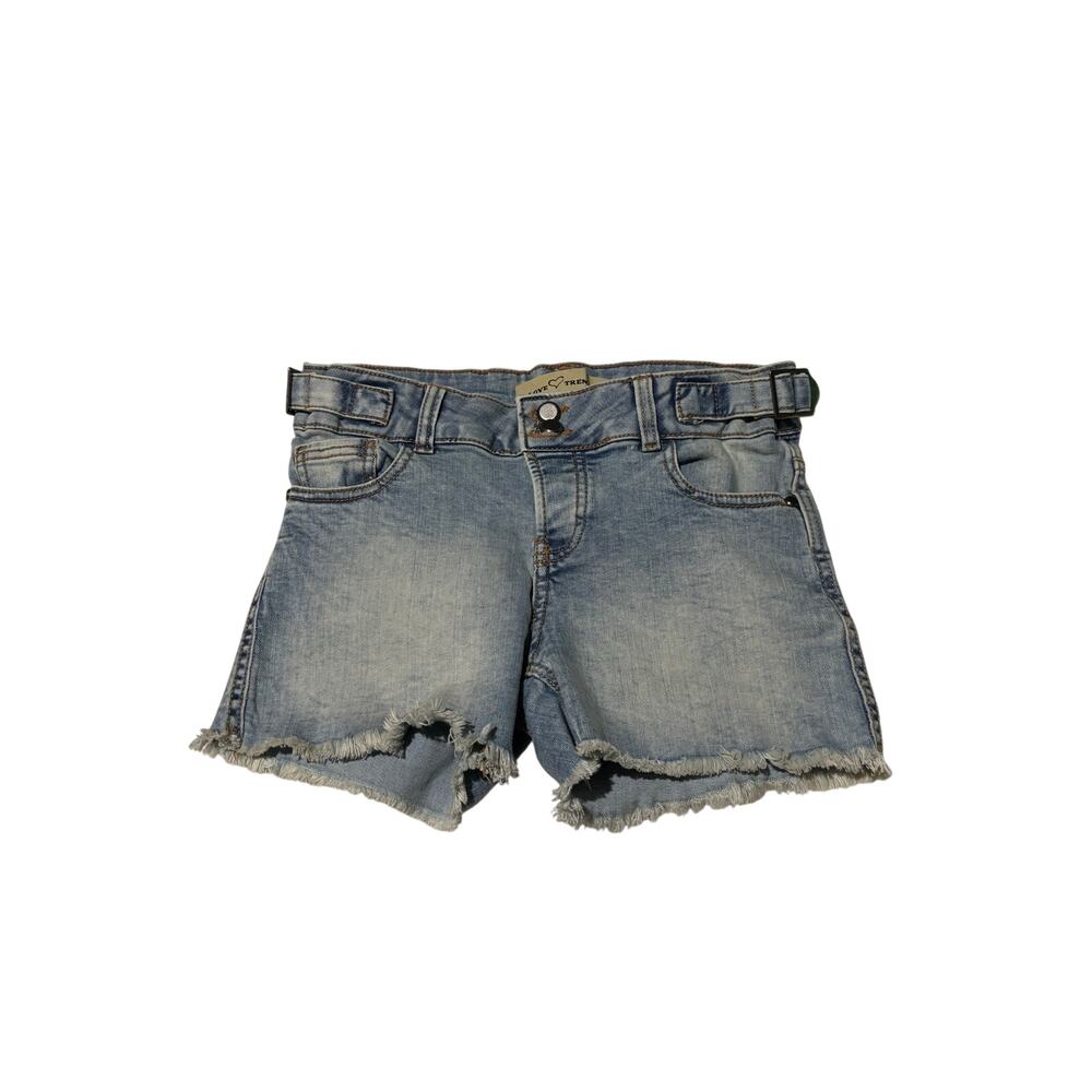 Love trends double button adjustable jean short w/stretch  pale pink bow pocket